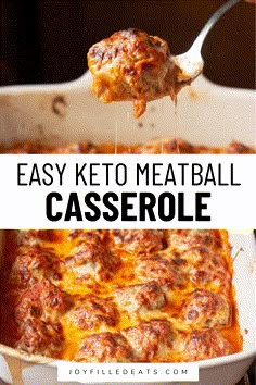 easy keto meatball casserole with cheese and sauce