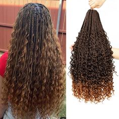 PRICES MAY VARY. 【Hair Materials】：Bohemian Crochet Braids Box Braids Crochet Hair Boho Box Braids, 100% Handmade Crochet Braids, Pre looped and High Quality Fiber. 【Package】：24 Inch, 8 Pack/Set (15 Strands/Pack), 90g/Pack. Tips: Usually 6-8 Pack can full a head. 【Hair Color】：T1B/30/27＃,1B＃,T1B/30＃,T1B/Bug＃,T1B/27＃,T1B/350＃,30/27(MIX)＃,27/613(MIX),4#,2#.T1B/99J,T1B/Purple＃,30#,27#,T1B/30/613,T1B/three purple,T1B/three blue(different screens ,lights,shooting angels,there may have color difference,The specific color is subject to the actual product.) 【Easy Install】：We Used Big Pre looped Crochet Braids Hair for Black Women Which is Easier to Install than Small Pre looped Crochet Braids,Especially for Beginners, You Can Show Your Personality and Charming Effortlessly. 【Use】 :For Daily Use,Wedd Mixed Color Goddess Braids, Crochet Braids For Black Women, Goddess Box Braids Crochet Hair, Senegalese Twist Crochet Hair, Box Braids Crochet, Goddess Box Braids, Braids For Black, Bohemian Crochet, Crochet Box Braids