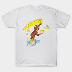 a cartoon monkey on a toilet with a banana in his hand and holding a cup