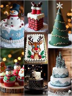 there are many different cakes decorated with christmas decorations