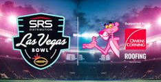 an image of the las vegas bowl at night with pink panther mascot on it's chest