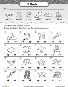 a printable worksheet for beginning and ending sounds with the words s blends