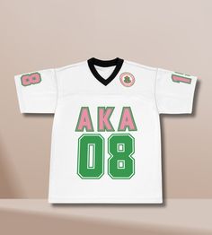 Celebrate your AKA pride with this custom Alpha Kappa Alpha Sorority football jersey, perfect for showcasing your soror pride at HBCU homecomings, AKA events, and sorority gatherings. Designed in classic pink and green, this jersey is a stylish and comfortable way to represent your sisterhood. Whether you're gearing up for an exciting AKA Founders' Day celebration or looking for the perfect Christmas gift for a fellow soror, this jersey is a must-have addition to your wardrobe. It's also ideal for gifting to new members as they join the illustrious Alpha Kappa Alpha Sorority, Inc. Usage & Gift Ideas: Wear to HBCU Homecoming events to show your sorority pride. Perfect attire for AKA events, sorority meetings, and sisterhood gatherings. Great Christmas or birthday gift for your sorority sist Jersey Shirt Outfit, Alpha Kappa Alpha Gifts, Alpha Kappa Alpha Clothing, Aka Gifts, Aka Founders, Hbcu Homecoming, Alpha Apparel, Aka Apparel, Homecoming Outfit