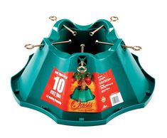 a green bird feeder with an image of a woman on the front and back of it