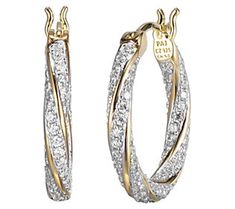 Whether you're going for a classic or modern look, add a touch of sparkle to your outfit with these inside-outside hoop earrings. Sparkle Earrings, Inside Outside, Diamond Hoop Earrings, I Love Jewelry, Your Outfit, Business Casual Outfits, Cushion Cut, Crystal Earrings, Rose Gold Ring