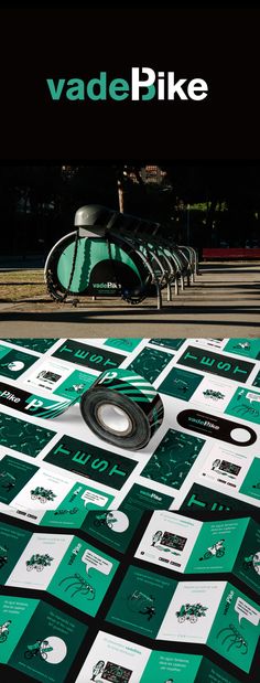 various green and white business cards are on the ground next to each other in front of a black background