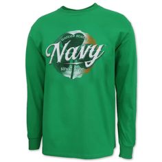 Get your green on with this year's United States Navy Shamrock Long Sleeve T!100% CottonUnisex fitScreen printed design on front United States Navy, Screen Printing Designs