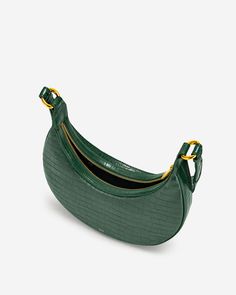 Croc-Embossed Vegan Leather 100% Recycled Plastic Lining 12" W × 2" D × 11.2" H (30.5cm x 5cm x 28.5 cm) 15.9″-17.9″ (40.5cm - 45.5cm) Handle Drop Detachable Strap (Adjustable) Gold Hardware Zip Closure 1 Interior Pocket 1 Zipping Pocket 1 Slip Pocket Imported Jw Pei, Saddle Bag, Recycled Plastic, Saddle Bags, Gold Hardware, Saddle, Dark Green, Vegan Leather, Green