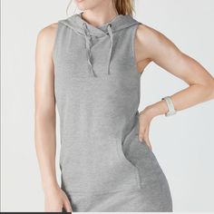 Fabletics- Yukon Sleeveless Dress Xxs Grey Heather Never Been Worn Long Sleeve Sweatshirt Dress, Hooded Sweater Dress, Hooded Sweatshirt Dress, Burgundy Midi Dress, Knit Tank Dress, Athletic Dress, Bra Dress, Indian Gowns, Soft Dress