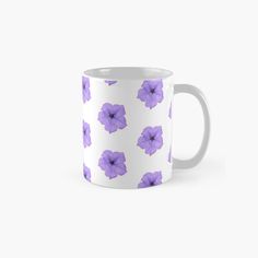 purple flowers on a white background classic mug with handle from zazzles by zazzles