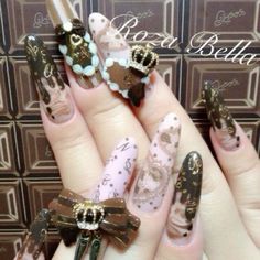 Gal Nails, Nail Contest, Gyaru Nails, Kawaii Nail Art, Unique Nail Art, Inspired Nails, Dotting Tool, Japanese Nails