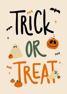 trick or treat with pumpkins and ghost