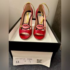 Size 38 Size, Fits 7.5 To 8 , Color Red Shoes Gucci, Shoes Color, Gucci Shoes, Red Color, Shoes Women Heels, Shoes Heels, Gucci, Women Shoes, Heels