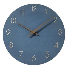 a blue clock with gold numbers on it