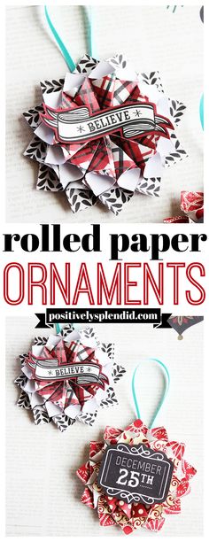 folded paper ornaments with the text rolled paper ornaments