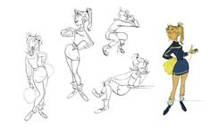 an animation character poses in various poses