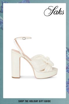 Statement platform sandals accented with signature delicate pleating and knotted detail at the toe. Polyester upper Open toe Adjustable ankle strap Leather sole Imported SIZE Self-covered block heel, 4.5 (110mm) Loeffler Randall, Love Gifts, Shoe Shop, Designer Outfits Woman, Platform Sandals, Wedding Shoes, Saks Fifth, Saks Fifth Avenue, Trending Accessories