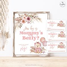 "How big is mommy's belly game sign and cards. Printable baby shower game. Download and print today! Matching Items ♥ https://www.etsy.com/shop/MyConfettiPrintables?search_query=mcp109  PLEASE NOTE  This item is a DIGITAL FILE, no physical item will be shipped. Signs are NOT editable. SIMPLE & EASY TO USE 1. Download FILE 2. Print at home or order professional prints DELIVERY INSTANT DOWNLOAD after checkout. Download from your Etsy Purchases page. WHAT'S INCLUDED Game Sign JPG (8x10 inch) Answer Jar Games, Tan Girl, Fedex Office, Mommy Belly, Ticket Card, Raffle Tickets, Game Printable, Cards Printable, Printable Baby Shower Games