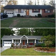 the before and after photos of a house on facebook, which has been updated to look like