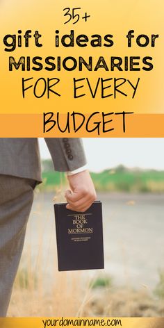 a person holding a bible with the words gift ideas for missionaries for every budget