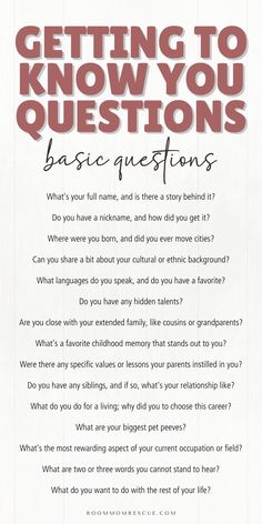 a poster with the words getting to know you questions