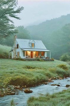 White House With Sage Trim, Honey Bear, Dream Cottage, Cabins And Cottages, Decoration Inspiration, Dream House Exterior, House Goals, Cozy Cottage, Little Houses