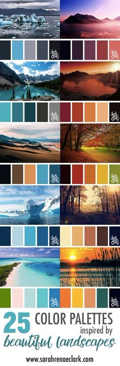 the 25 color palettes displayed by beautiful landscapes