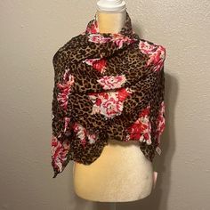 Brand New Victoria's Secret Leopard Print Floral Scarf. In Excellent Condition. No Holes Or Stains. Measurements: Length 43” Width 30” Pink Blanket Scarf, Cheetah Scarf, Cheetah Print Scarf, Cowl Neck Scarf, Color Block Scarf, Pink Cheetah, Pink Scarves, Lace Scarf, Bow Detail Dress