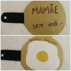 two pictures of an egg on a frying pan with the words mamae and sem voce