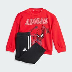 adidas Shop the adidas x Marvel Spider-Man Jogger Set Kids - Red at adidas.com/us! See all the styles and colors of adidas x Marvel Spider-Man Jogger Set Kids - Red at the official adidas online shop. Comfy Sets, Joggers Set, Kid Lifestyle, Manama, Ms Marvel, Adidas Shop, Activewear Sets, The Comfy, Adidas Sportswear