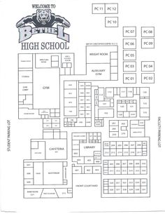 the school map for high school with all its locations and numbers on it, as well as