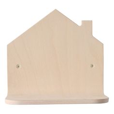 a wooden house with two holes in the front and one hole in the back on a white background