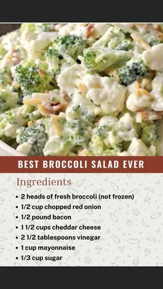 broccoli salad recipe with ingredients in a bowl