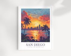 San Diego California Travel Print, California wall art hanging. *Please don't hesitate to specify any customizations or adjustments to tailor the product exactly to your requirements. All prints are carefully packed for shipping with durable postal tubes and shipped by Registered International Mail. = STANDARD DELIVERY = USA - Expect your order within 3-8 working days after your shipping notification. EUROPE - Expect your order within 5-15 working days after your shipping notification. REST OF T San Diego Travel, California Wall Art, California Art, Gift Art, San Diego California, California Travel, Art Lovers, Travel Prints, Hanging Wall Art