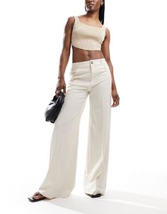 Pull&Bear wide leg tailored pants in off white | ASOS Chic Beige Wide Leg Dress Pants, Chic Beige Wide-leg Dress Pants, Cream Wide Leg Dress Pants For Work, Cream Wide-leg Dress Pants For Work, Chic Cream Straight Leg Dress Pants, Chic Cream Wide Leg Pants For Formal Occasions, Trendy Beige Wide Leg Dress Pants, Formal Cream Wide-leg Bottoms, Beige Wide Leg Dress Pants