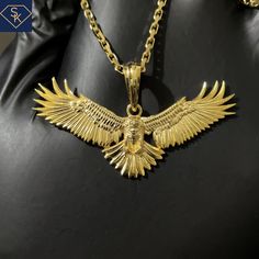 Brand New 14K Yellow Gold Eagle Pendant_ Handmade in Los Angeles, California. Dimension: 50.3mm x 28.4mm. Chain is not included with this order. Please visit us on our website: www.SKCustomJewelry.com. Thank you for visiting my store.  Elevate your style with our Eagle pendant inspired by the majestic Bald Eagle. Crafted with intricate details, this pendant is a symbol of freedom and strength. Complete any outfit with this stunning piece and make a statement that will leave a lasting impression. Bookplate Design, Symbol Of Freedom, Eagle Pendant, Symbols Of Freedom, Gold Eagle, Golden Eagle, Creative Decor, Los Angeles California, Intricate Details