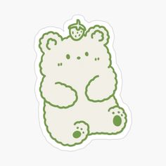 a green and white teddy bear with a crown on it's head sticker