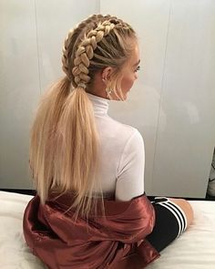 This schoolgirl favorite is all grown up. See the 12 new braided hairstyles we can't get enough of and learn exactly how to do them. Hairstyles 1950s, New Braided Hairstyles, Dutch Braids, A Ponytail, Penteado Cabelo Curto, Festival Hair, Plaits, Hair Dos, Gorgeous Hair