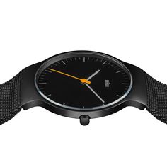 Ø:1.5" x D:.25" Black Stainless Steel Chronometer Watch, Minimalist Analog Watch Accessories With Round Dial, Modern Business Digital Watch With Round Dial, Minimalist Analog Watches With Round Dial, Bauhaus Watch, Braun Watches, Bauhaus Inspired, Braun Design, Slim Watches