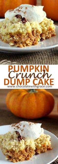 pumpkin crunch dump cake with whipped cream on top