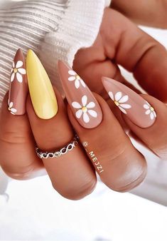 Visit “ TrendyThingsToBuy.com “ To Get Your Set of Press on nails & Trendy stuff | Cute & trendy colorful spring summer false ombre nails ideas for 2022 | Fun & pretty early summer & spring ombre press on nails inspiration | Different type of patterns like daisy flower, swirly, nude & clear french tip acrylic nail inspo for winter nails #daisynails #springnails #springnailsinspo #springsummernails #trendyspringnails Nails Korean, Spring Acrylic Nails, Yellow Nails, Pretty Acrylic Nails