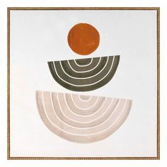 an abstract painting with lines and circles in the center, on a white background that has gold trim around the edges