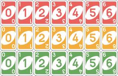 the numbers are arranged in different colors and sizes, including green, red, yellow, and white