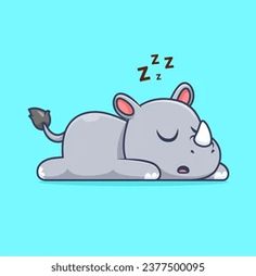 a cartoon rhino sleeping on the ground