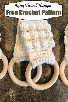 three crocheted rings are sitting next to each other