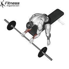 a drawing of a man doing a bench press with a barbell in the foreground