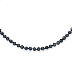 5-6mm Round Black Saltwater Akoya Cultured Pearl Necklace Black Pearl Chain Jewelry For Formal Occasions, Formal Black Jewelry With Pearl Chain, Formal Black Pearl Chain Jewelry, Black Single Strand Pearl Necklace, Classic Black Pearl Chain Necklace, Black Pearl Necklace For Formal Occasions, Formal Black Pearl Necklace, Classic Black Single Strand Pearl Necklace, Formal Pearl Necklace With Round Gemstone Beads