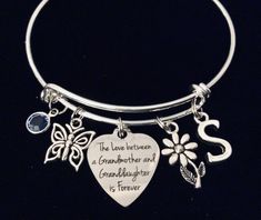 Grandmother And Granddaughter, Daisy Butterfly, Charm Bracelet Silver, Scrunchies Diy, Grand Daughter, Stackable Bangles, Nautical Jewelry, Wire Bangles, Grandmother Gifts