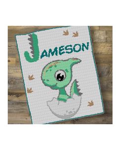 a cross stitch pattern with the name jamesonn on it and an image of a green monster