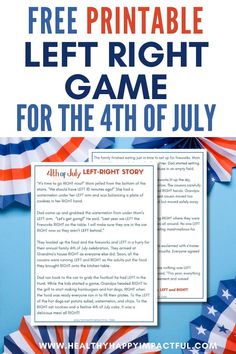 the free printable left right game for the 4th of july